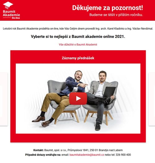 Jaroslav Benák byl hostem letošní Baumit Akademii on-line