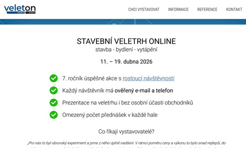 Navštivte nás on-line na veletrhu Veleton – vstup zdarma s naším kódem